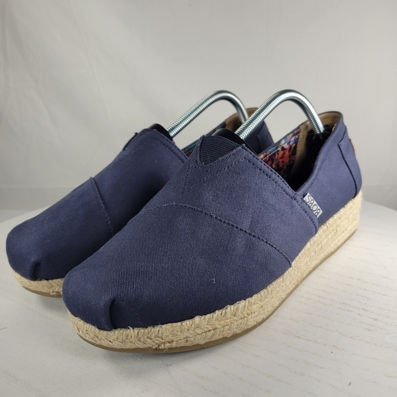 Bob's From Skechers Canvas Memory Foam Navy Blue Slip On Women's Shoes Size 11 - Picture 8 of 13